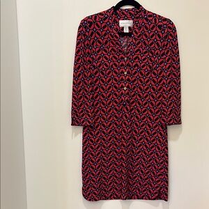 Donna Morgan Red and Black Buttoned Shirt Dress